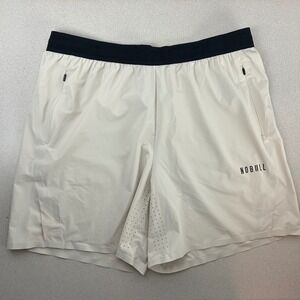 NOBULL Training Shorts Mens XL Sand Beige Zipper Pockets 7 in‎ Inseam